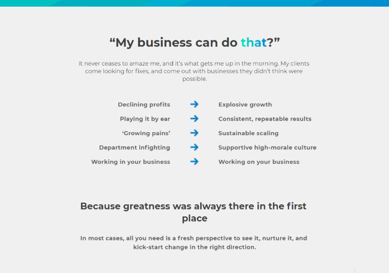 “My business can do that?” and the X → Y bullets